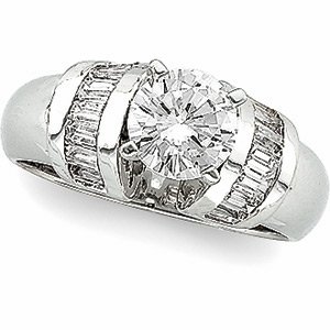 Baguette Accented Engagement Ring or Shank  - 10K Rose - Straight Baguette stone
