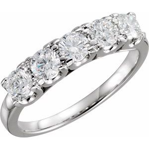 14K Rose/White 4.2 mm Round Five-Stone Anniversary Band Mounting