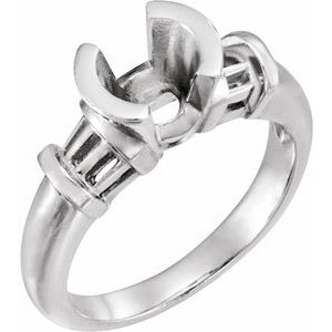 Platinum Accented Engagement Ring - Round stone