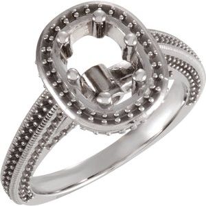 Halo-Style Engagement Ring - 14K White - Elongated Cushion stone