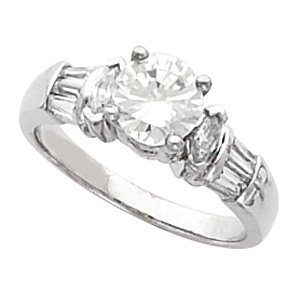 Platinum 6.5 mm Round 3/8 CTW Natural Diamond Semi-Set Engagement Ring
