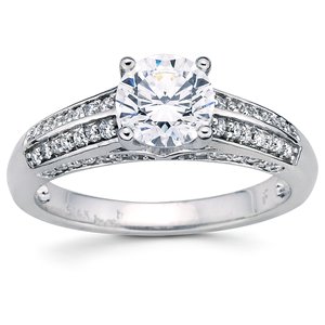 14K White 6.5 mm Round 1/3 CTW Natural Diamond Semi-Set Engagement Ring