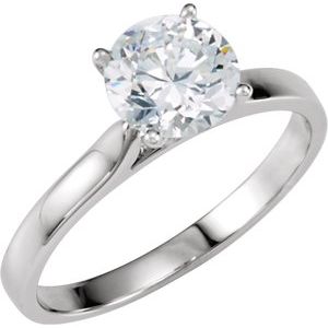 Solitaire Engagement Ring - 14K White - Round stone