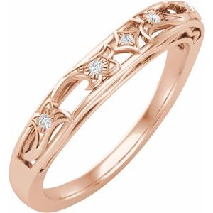 14K Rose 5.2 mm Round 1/6 CTW Natural Diamond Semi-set Engagement Ring 