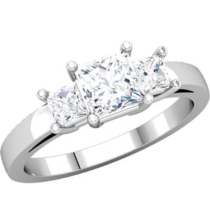 14K Yellow 3.5x3.5 mm Round 1/2 CTW Diamond 3-Stone Engagement Ring - 10K White - Square stone