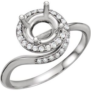 Halo-Style Engagement Ring - 14K White - Round stone