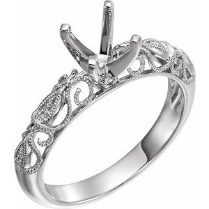 14K Rose .03 CTW Diamond Engagement Base - 14K White - Round stone