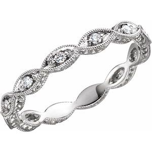 14K White 1/8 CTW Diamond Anniversary Band Size 6   